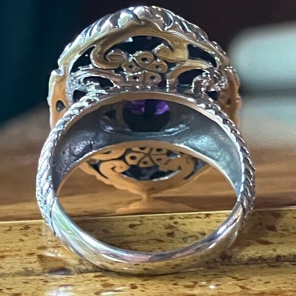 Moroccan Amethyst Sterling Silver Artistic Dragonfly Ring Size 6 - Picture 5 of 9
